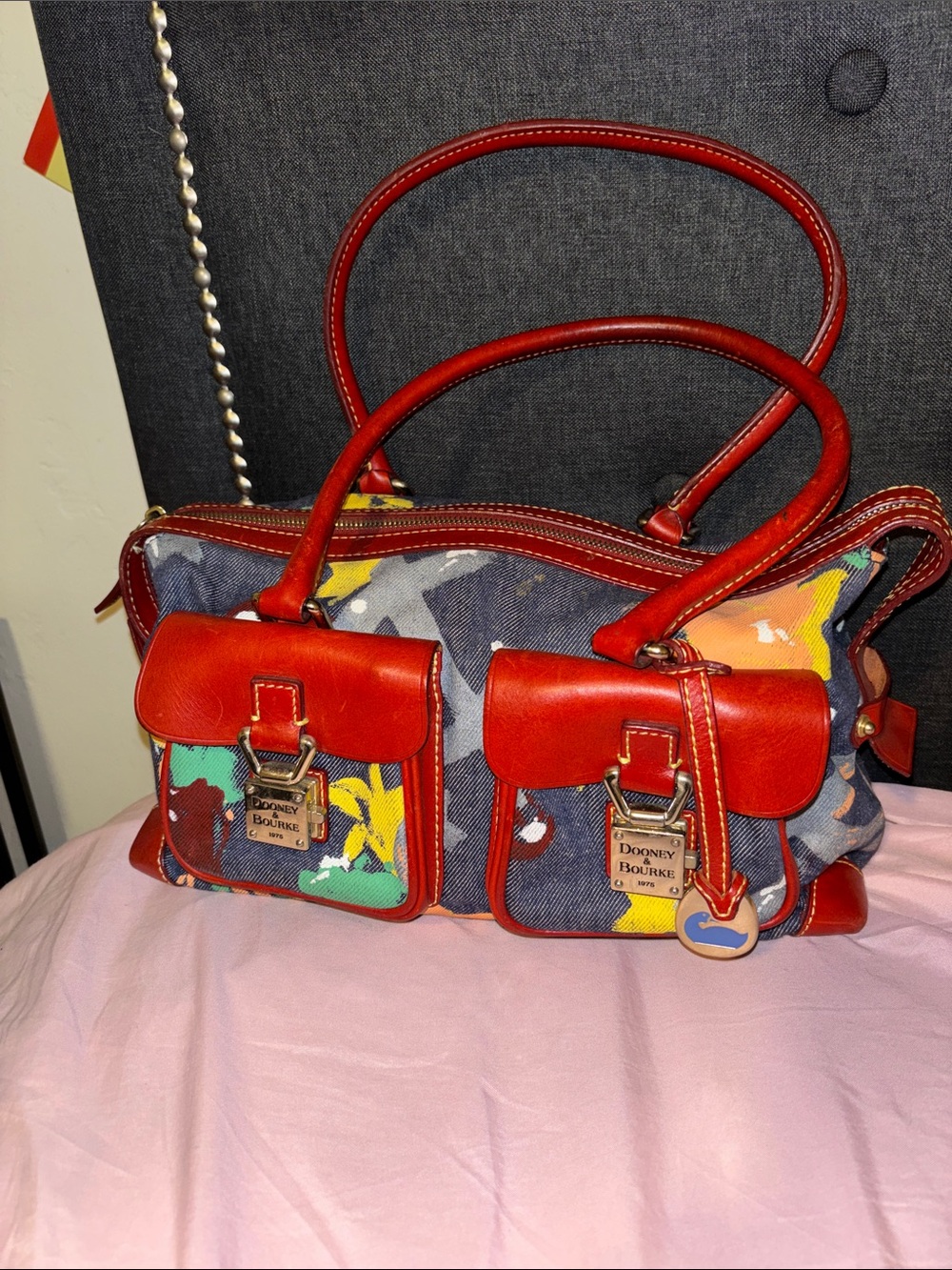 Dooney & Bourke Graffiti Denim Shoulder Bag RARE HTF!